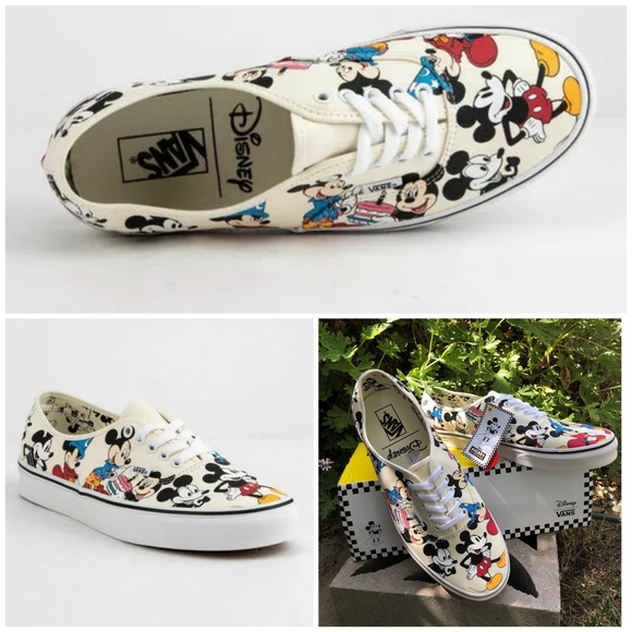 disney by vans authentic mickey's birthday true white skate shoes